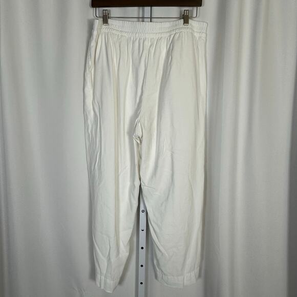 Calvin Klein Women's White Cropped Wide Leg Pants L Elastic Waistband Career - Picture 5 of 9